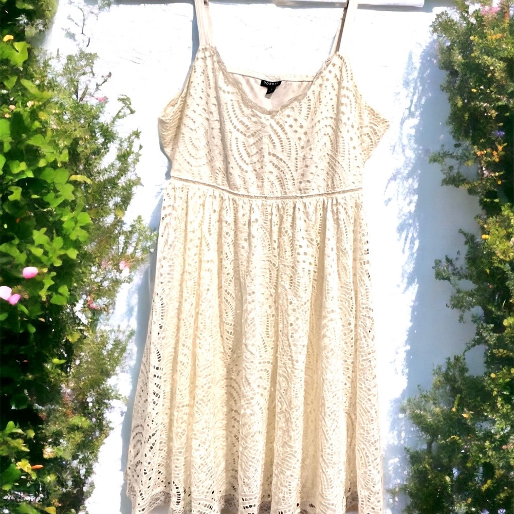 Torrid size 2 cream color cocktail/wedding dress.